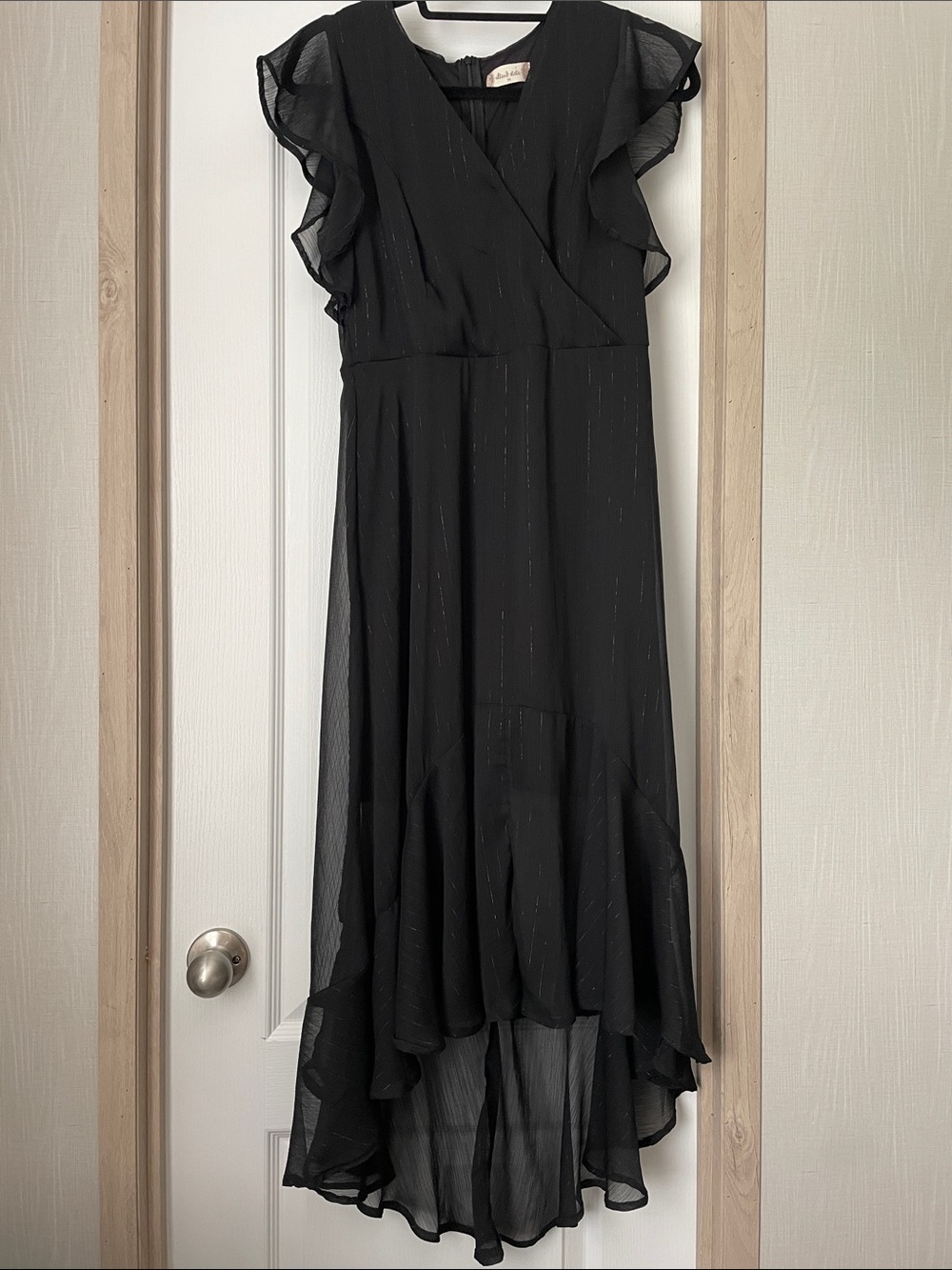 Altar'd State Black Ruffle-Sleeve High-Low Dress